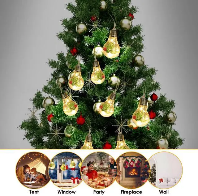 Alt view image 3 of 7 - Globe String Lights for Bedroom, Crystal Crackle Ball Lights 10 LED Soft White
