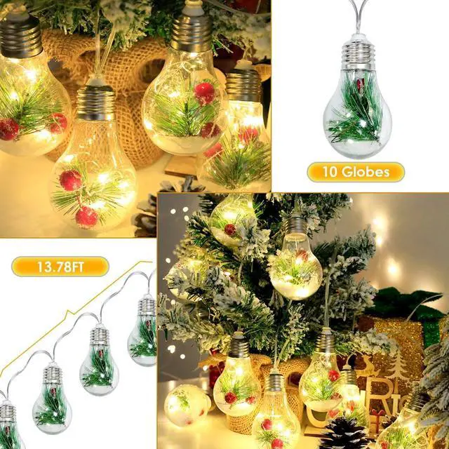 Alt view image 4 of 7 - Globe String Lights for Bedroom, Crystal Crackle Ball Lights 10 LED Soft White
