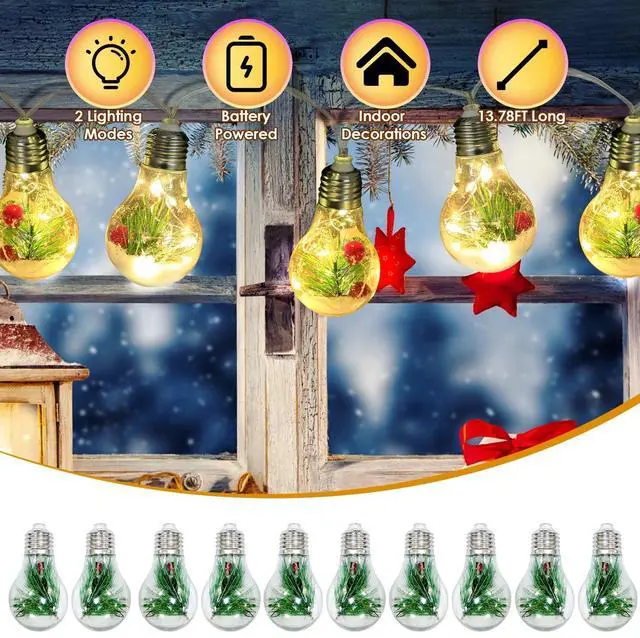 Main image of Globe String Lights for Bedroom, Crystal Crackle Ball Lights 10 LED Soft White
