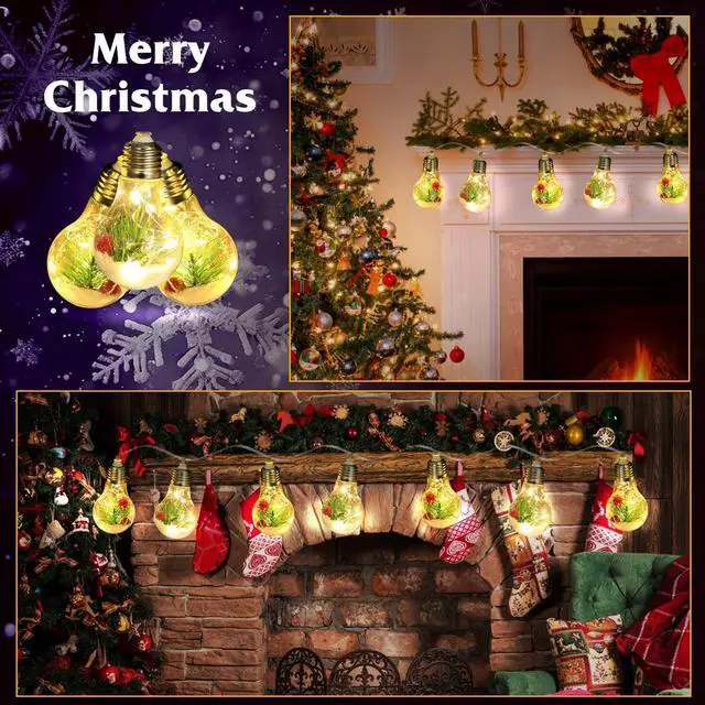 Alt view image 6 of 7 - Globe String Lights for Bedroom, Crystal Crackle Ball Lights 10 LED Soft White