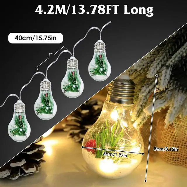 Alt view image 7 of 7 - Globe String Lights for Bedroom, Crystal Crackle Ball Lights 10 LED Soft White