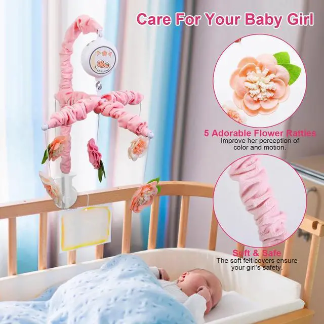 Alt view image 5 of 7 - Musical Baby Crib Mobile 12 Melodies Rotating Nursery Mobile for Newborn