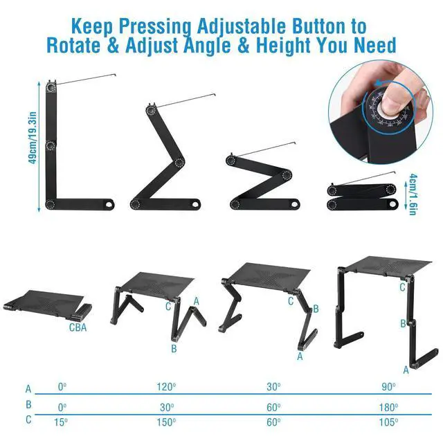 Alt view image 6 of 7 - Portable Notebook Laptop Desk Table Lap Stand Heavy Duty Bed Tray Mouse Board