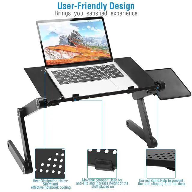 Alt view image 2 of 7 - Portable Notebook Laptop Desk Table Lap Stand Heavy Duty Bed Tray Mouse Board