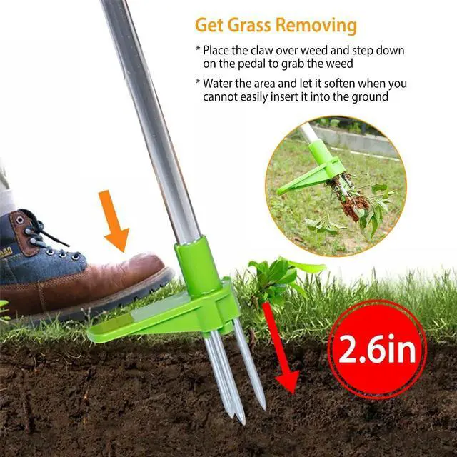 Alt view image 2 of 7 - 3 Claws Weed Puller Weeder Twister Stand Up Garden Lawn Grass Root Remover Tool