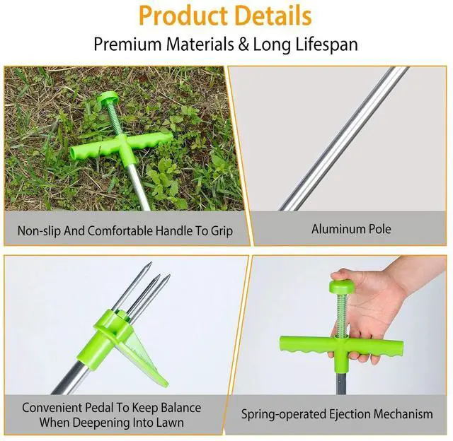 Alt view image 6 of 7 - 3 Claws Weed Puller Weeder Twister Stand Up Garden Lawn Grass Root Remover Tool