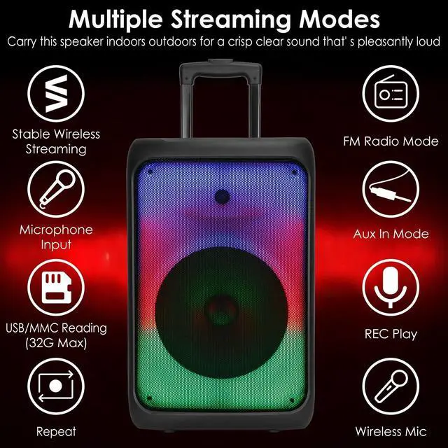 Alt view image 2 of 7 - 20" Portable Wireless 4.0 Speaker Sub woofer Heavy Bass Sound Party System w/ RC