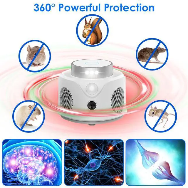 Alt view image 4 of 7 - 360° Ultrasonic Mice Repellent Indoor for House Squirrel