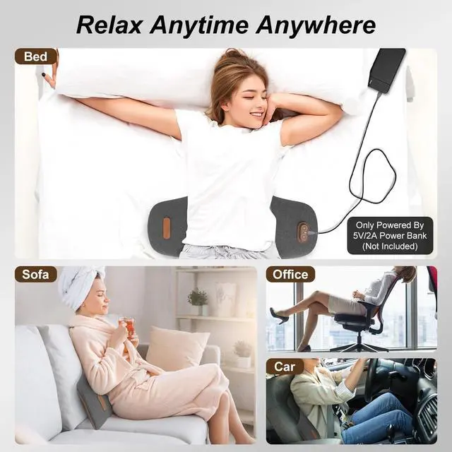 Alt view image 3 of 7 - 2 In 1 Electric Lumbar Massager Support Pillow Memory Foam Lower Back Massager