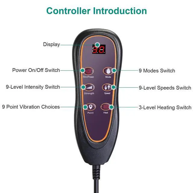 Alt view image 5 of 7 - Full Body Electric Massage Mat w/ Heat &10 Vibration Motors Bottom Neck Massage