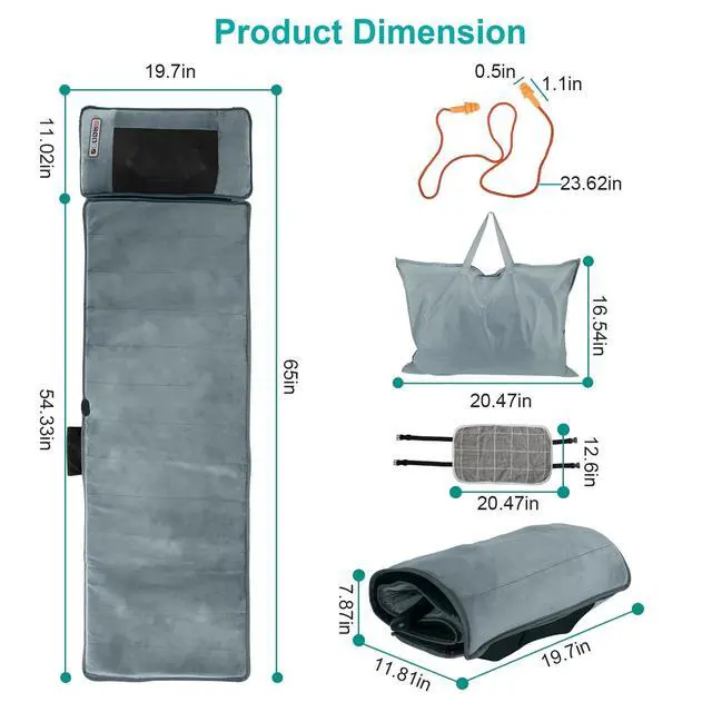 Alt view image 7 of 7 - Full Body Electric Massage Mat w/ Heat &10 Vibration Motors Bottom Neck Massage