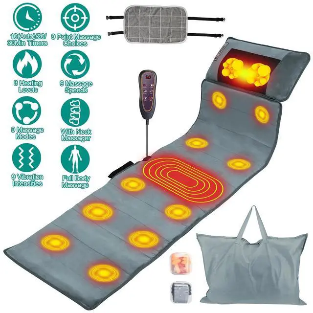 Alt view image 3 of 7 - Full Body Electric Massage Mat w/ Heat &10 Vibration Motors Bottom Neck Massage