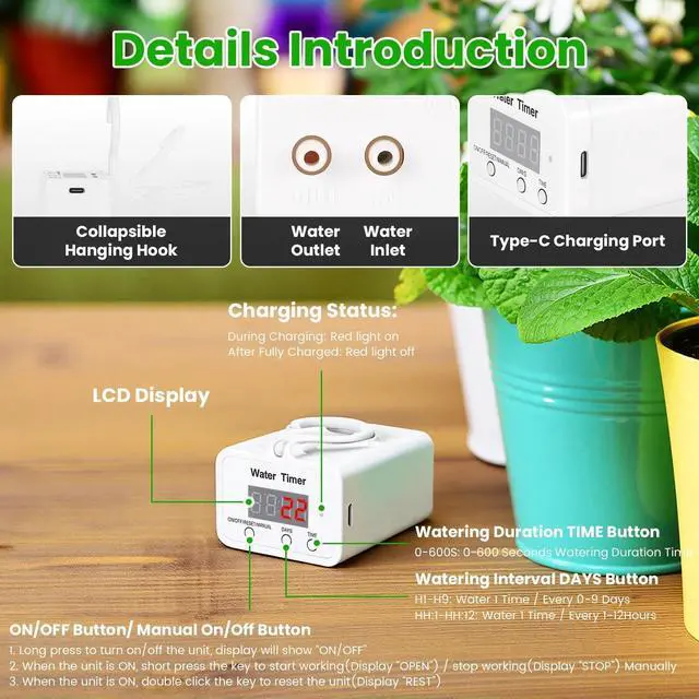 Alt view image 5 of 7 - Automatic Plant Watering Device Drip Irrigation System for Indoor Outdoor Garden