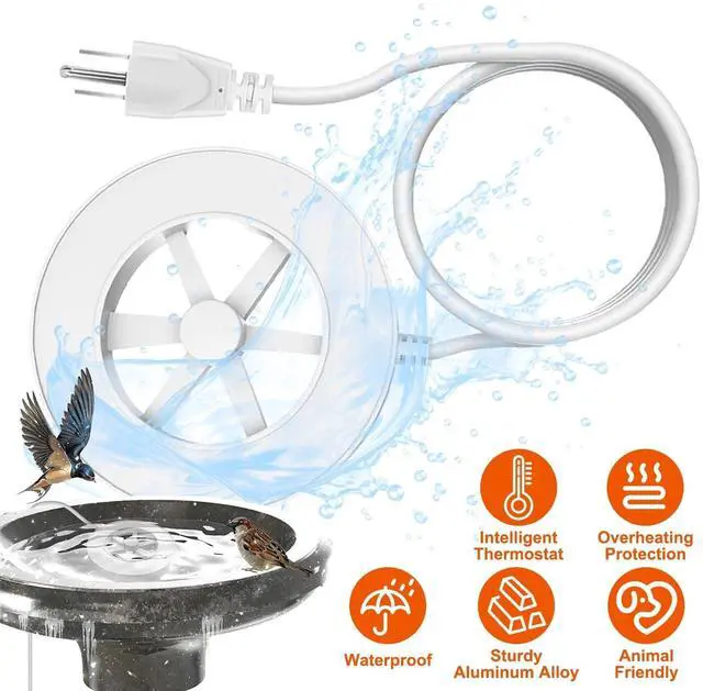 Alt view image 2 of 7 - Automatic Birdbath Water Heater Smart Thermostat Sensor Outdoor