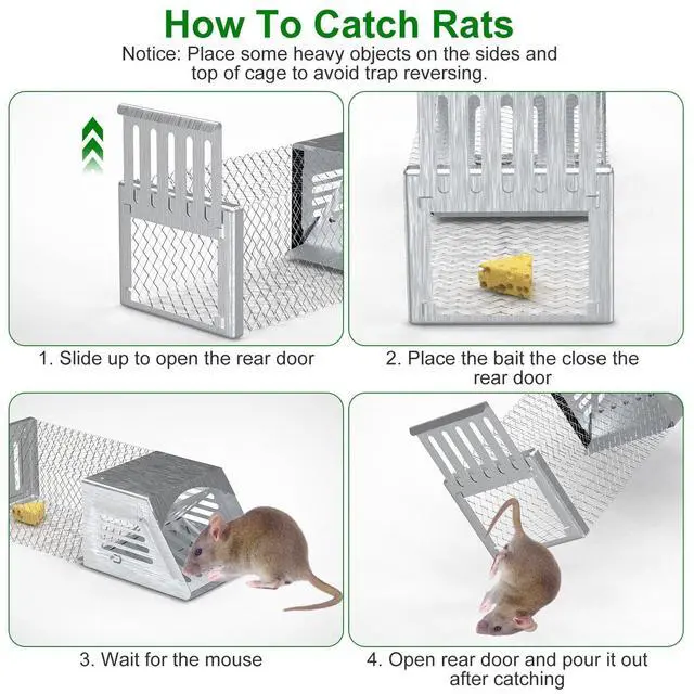 Alt view image 6 of 7 - 2Pcs Humane Mouse Trap Cage No Assembly Need Automatic Continuous Rat Trap