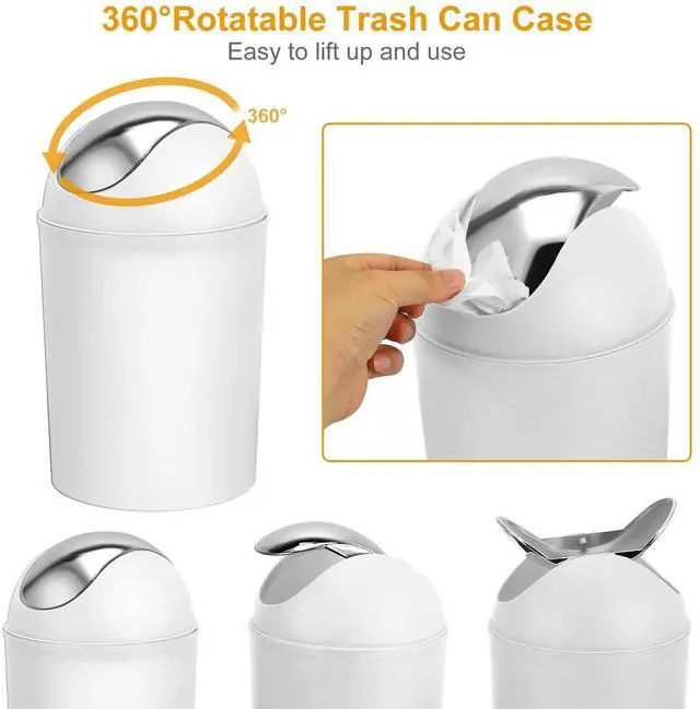 Alt view image 5 of 7 - 6-Piece White Bathroom Set Durable PP Modern Design Trash Can Included