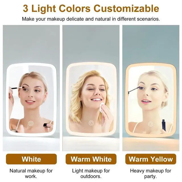Alt view image 2 of 7 - Vanity Mirror with Lights for Makeup Desk 3 Light Color Touch Screen