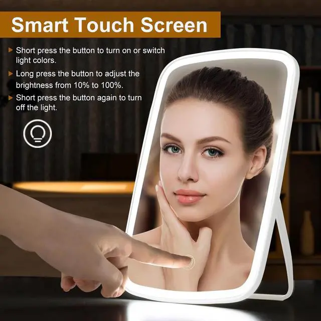 Alt view image 4 of 7 - Vanity Mirror with Lights for Makeup Desk 3 Light Color Touch Screen