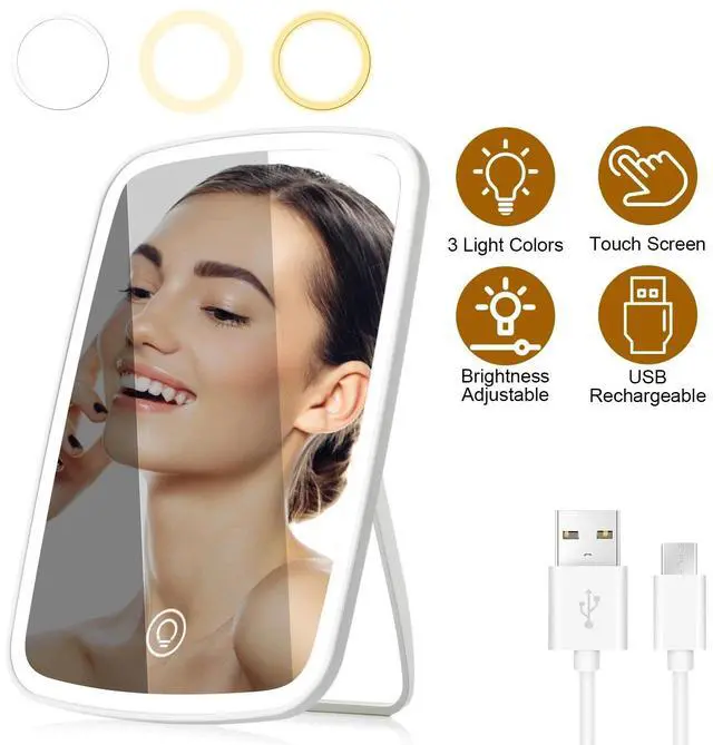 Main image of Vanity Mirror with Lights for Makeup Desk 3 Light Color Touch Screen