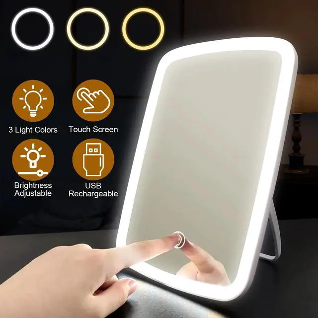 Alt view image 6 of 7 - Vanity Mirror with Lights for Makeup Desk 3 Light Color Touch Screen