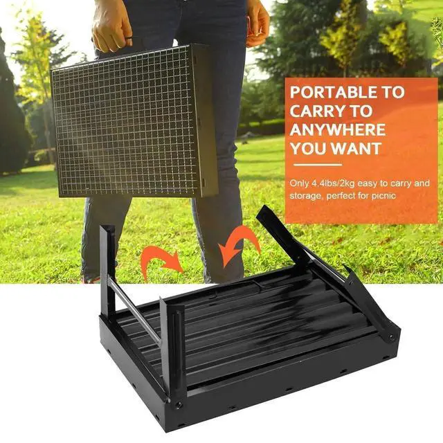 Alt view image 4 of 7 - BBQ Barbecue Grill Folding Charcoal Stove Cooker Portable Camping Outdoor Grill