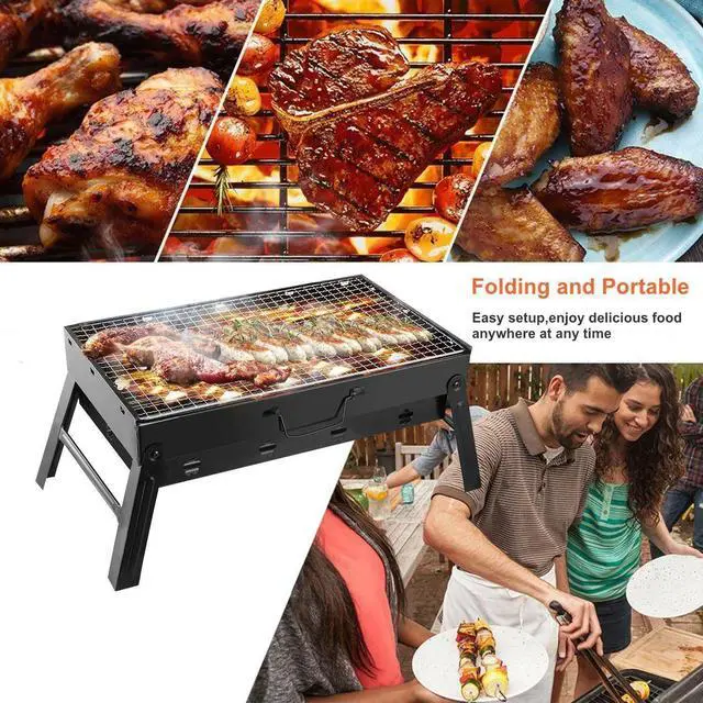 Alt view image 2 of 7 - BBQ Barbecue Grill Folding Charcoal Stove Cooker Portable Camping Outdoor Grill