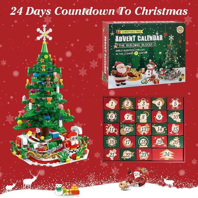 Alt view image 3 of 7 - Christmas Tree Building Set w/ LED Light Countdown Calendar Engaging Holiday