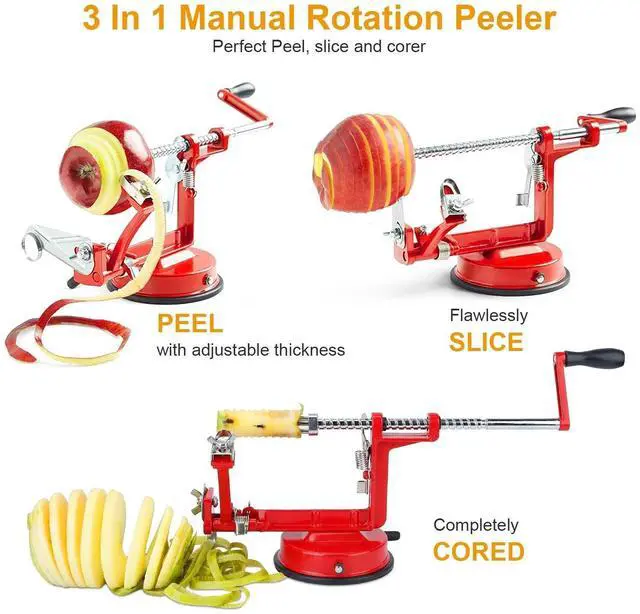 Alt view image 2 of 7 - 3 in 1 Apple Pear Peeler Slicer Manual Potato Cutter Parer Fruit Dicer Kitchen