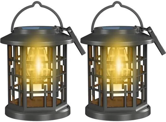 Main image of 2 Pack Solar Powered Waterproof Outdoor Hanging Lanterns - Warm White Solar LED