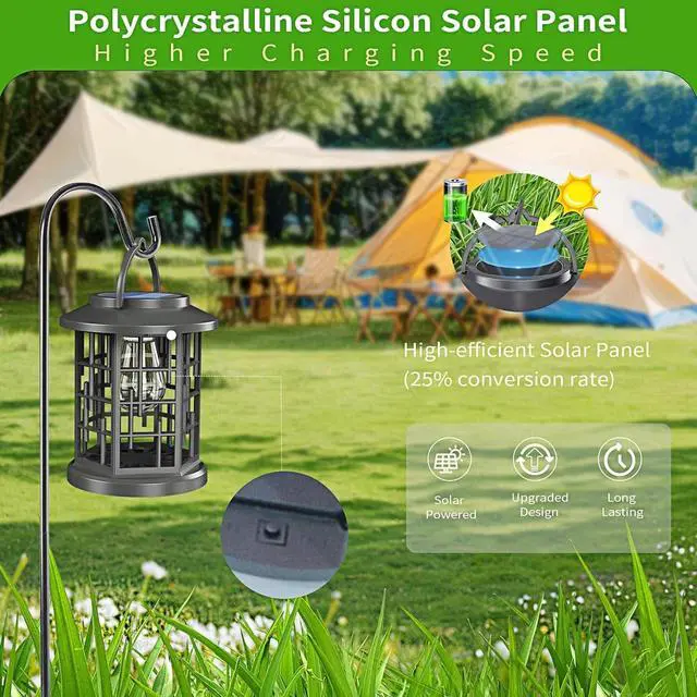 Alt view image 4 of 6 - 2 Pack Solar Powered Waterproof Outdoor Hanging Lanterns - Warm White Solar LED