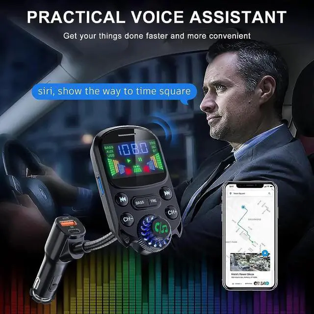Alt view image 4 of 7 - Car Bluetooth FM Transmitter Radio MP3 Wireless Adapter Hands-Free 3Port Charger