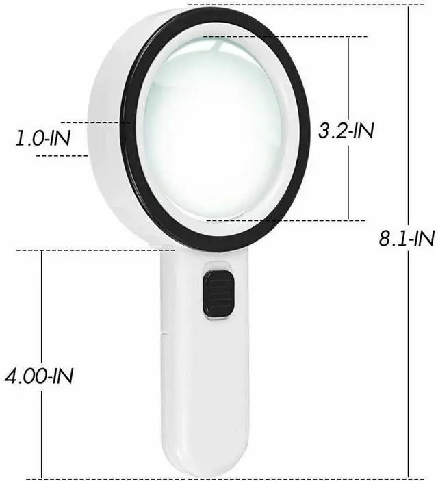 Alt view image 3 of 6 - 30X Jumbo Handheld Magnifying Glass w/ 12 Bright LED Light Illuminated Magnifier