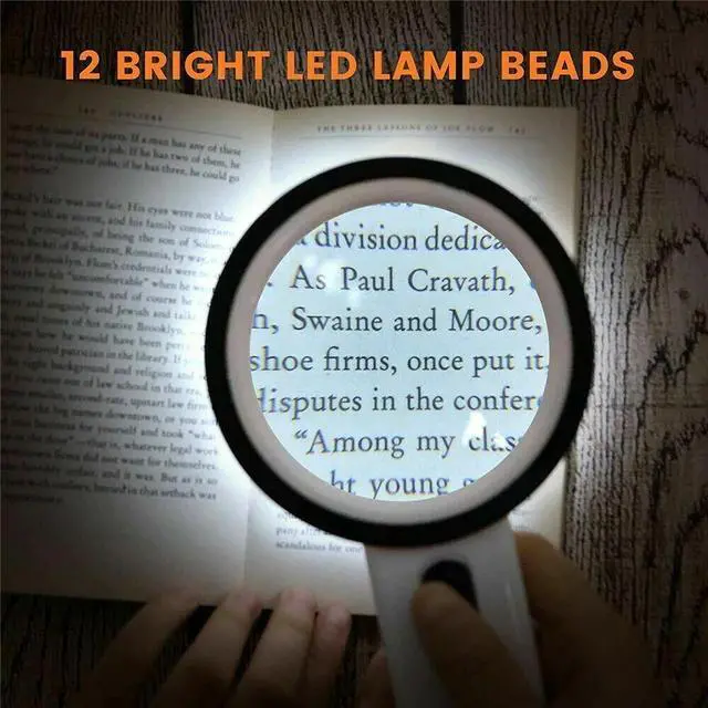 Alt view image 5 of 6 - 30X Jumbo Handheld Magnifying Glass w/ 12 Bright LED Light Illuminated Magnifier