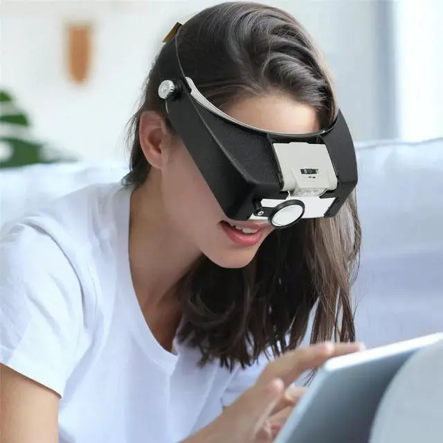 Alt view image 4 of 7 - Jewelers Head Headband Magnifier LED Illuminated Visor Magnifying Glasses Loupe