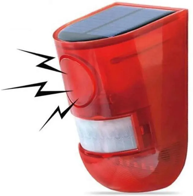 Alt view image 3 of 7 - Solar Alarm LED Light Solar Strobe Light Wireless Motion Sensor Detector Outdoor