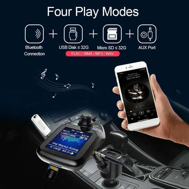 Alt view image 3 of 7 - Bluetooth Car FM Transmitter MP3 Player Hands free Radio Adapter Kit USB Charger