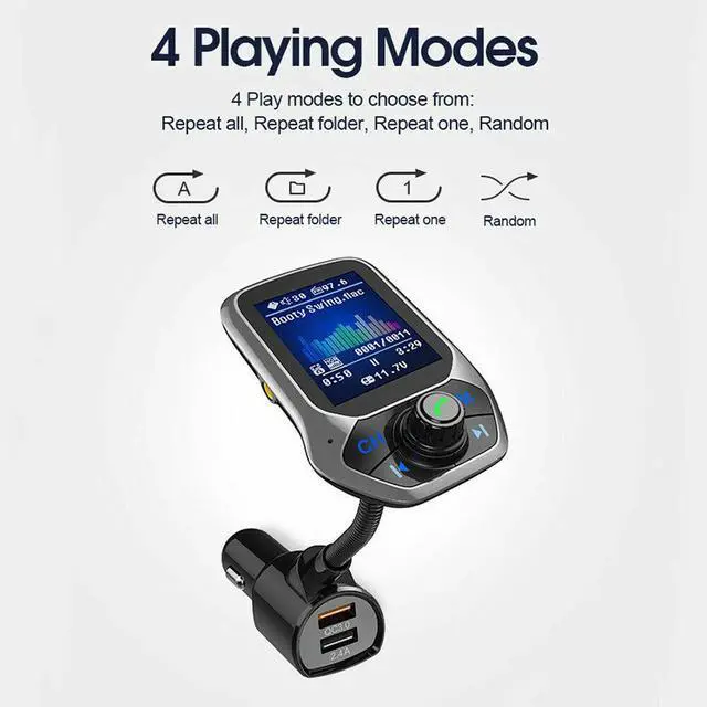Alt view image 7 of 7 - Bluetooth Car FM Transmitter MP3 Player Hands free Radio Adapter Kit USB Charger