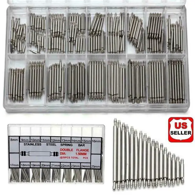Main image of 360pcs Watchmaker Watch Band Spring Bars Strap Link Pins Steel Repair Kit Tools