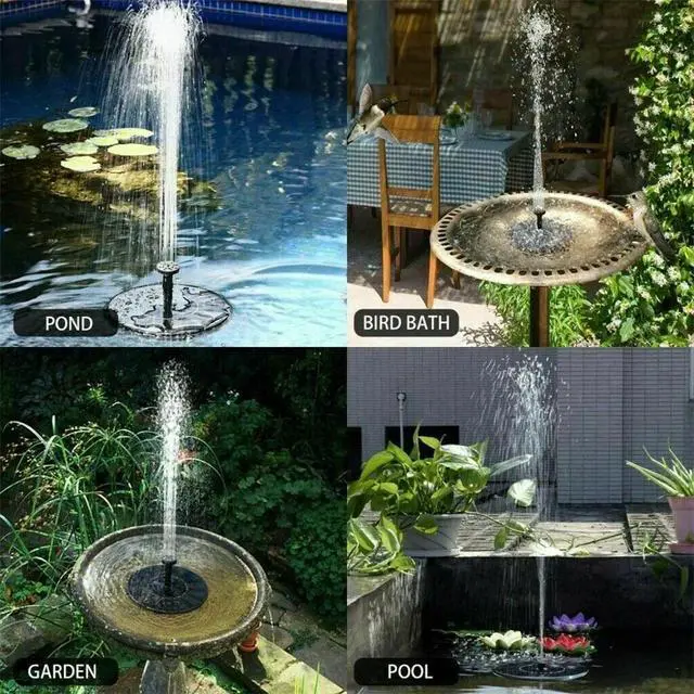 Alt view image 6 of 7 - Solar Power Bird Bath Fountain Pump Upgrade 1.4W Solar Fountain with 4 Nozzle
