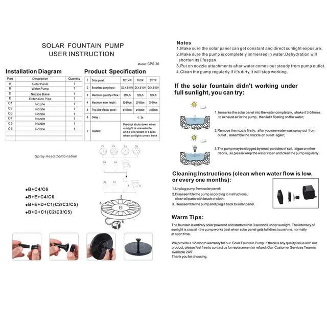 Alt view image 7 of 7 - Solar Power Bird Bath Fountain Pump Upgrade 1.4W Solar Fountain with 4 Nozzle