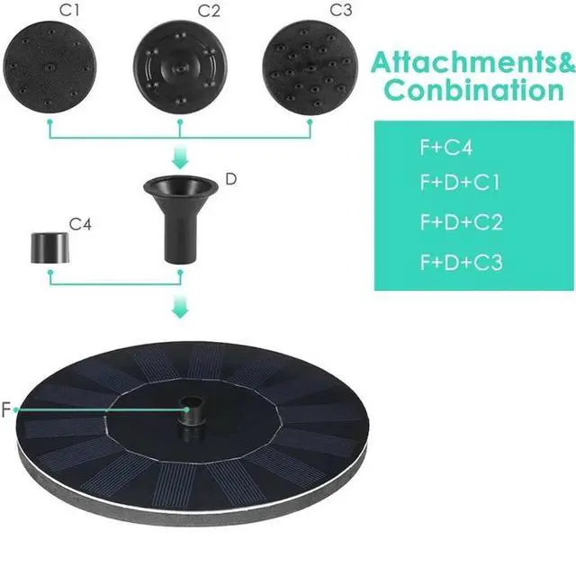 Alt view image 2 of 7 - Solar Power Bird Bath Fountain Pump Upgrade 1.4W Solar Fountain with 4 Nozzle