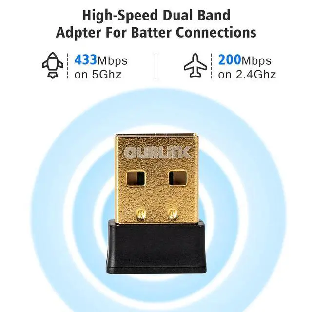 Alt view image 6 of 6 - AC600 600mbps Wireless Mini Dual Band USB 2.0 WiFi Adapter for PC Laptop