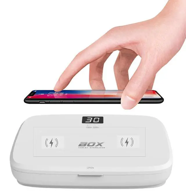 Alt view image 2 of 6 - 3 in 1 Portable UV Tablet Sterilizer Box Wireless Charging for Phone & earphone