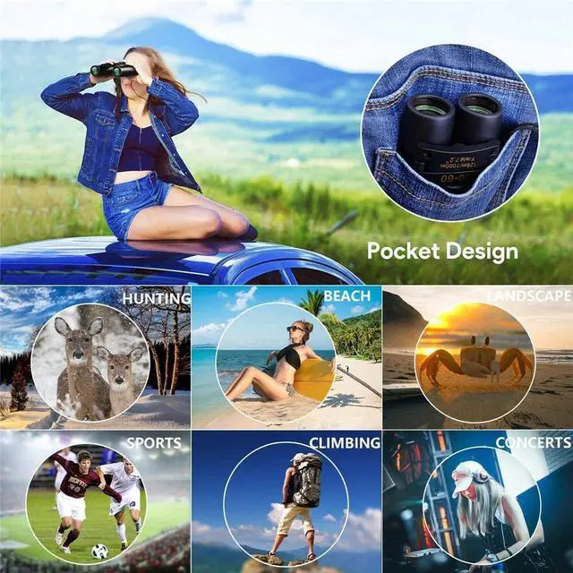 Alt view image 5 of 6 - Binoculars 30x60 Zoom Outdoor Travel Compact Folding Telescope Hunting Day/Night
