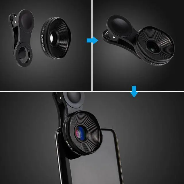 Alt view image 3 of 7 - Professional 5K HD Phone Camera Photo Lens 20X Macro Lens Clip On Phone Kit Clip