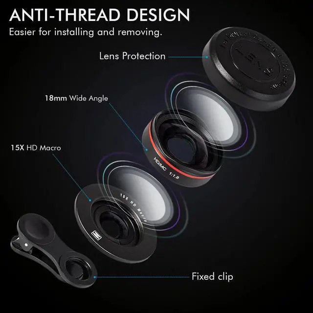 Alt view image 2 of 7 - 2 in 1 Professional Phone Camera Lens Kit Clip On