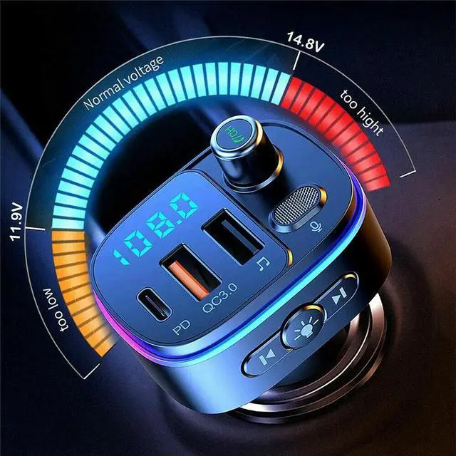 Alt view image 3 of 6 - Bluetooth 5.0 FM Transmitter for Car, QC3.0 Type-C PD 18W Wireless FM Radio Kit