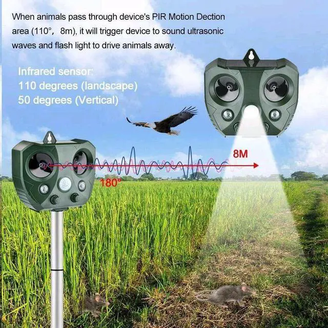 Alt view image 2 of 7 - Upgraded Solar Ultrasonic Animal Repellent Dog Cat Skunk Deer Raccoon For Garden