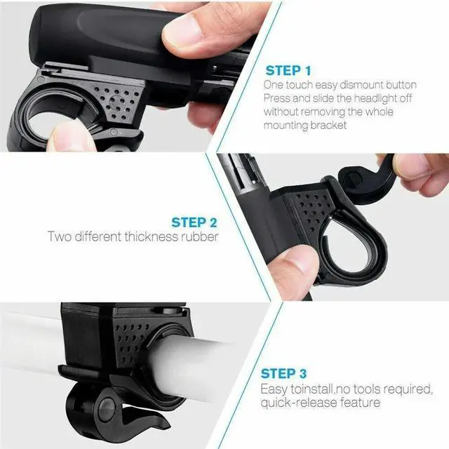 Alt view image 3 of 7 - USB Rechargeable Bright LED Bicycle Bike Front Headlight and Rear Tail Light Set