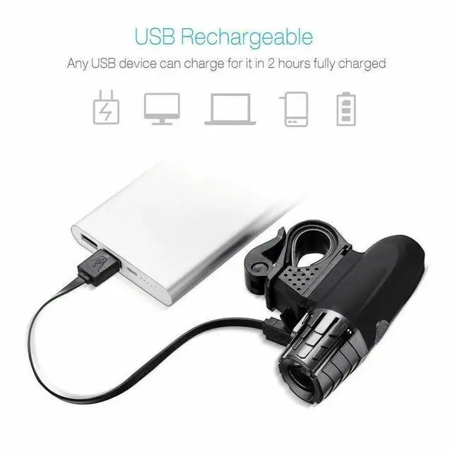 Alt view image 5 of 7 - USB Rechargeable Bright LED Bicycle Bike Front Headlight and Rear Tail Light Set